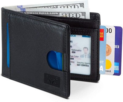 AL FASCINO Men Casual Black Genuine Leather Wallet(12 Card Slots)