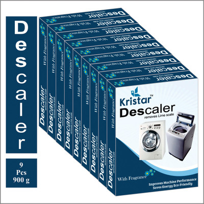 Kristar Washing Machine Tub/Drum cleaning Powder with Best appliance Descaler Technology for any fully automatic front/top load washing machine pack of 9 (900 gm). Detergent Powder(900 g)