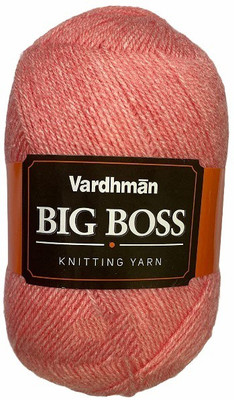 JEFFY Vardhman BigBoss Wool Soft Fingering Hand Knitting Dyed Light Peach Wool Crochet Hook Yarn (200 g) Shade no.33