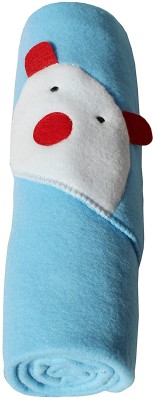 BABY ZONE Embroidered Single Hooded Baby Blanket for  Mild Winter(Polyester, Sky Blue)