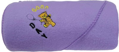 BABY ZONE Embroidered Single Hooded Baby Blanket for  Mild Winter(Polyester, Purple)