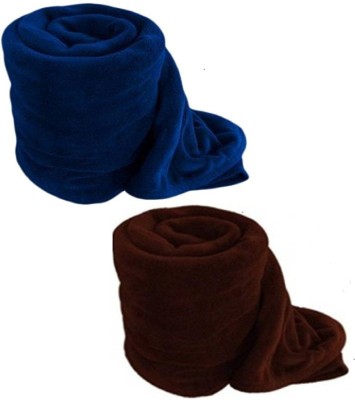 Blessing Home Solid Single Mink Blanket for  Heavy Winter(Polyester, Blue Brown)