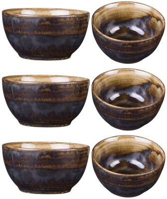 caffeine Ceramic Vegetable Bowl(Pack of 6, Brown)