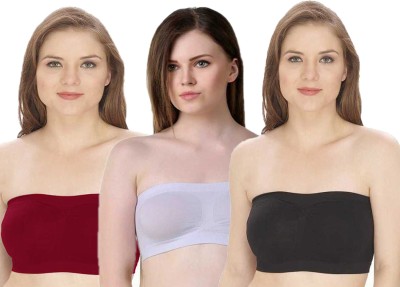 ComfyStyle Women Bandeau/Tube Non Padded Bra(Black, White, Red)