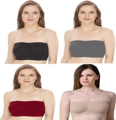 ComfyStyle Women Bandeau/Tube Non Padded Bra(Black, Red, Beige, Grey)