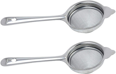 Hookcart 2PC Fine Double Net Tea Coffee Stainless Steel Strainer (304 Steel Food Grade) Strainer & Sieve, Strong Net, Jali, Mesh, Filter - Silver Tea Strainer(Pack of 2)