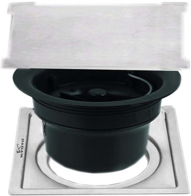 KYOTO Floor Stainless Steel Push Down Strainer(15 cm Set of 1)