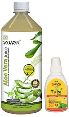SYLVAN AYURVEDA ALOEVERA JUICE 1L WITH TULSI DROP 20ML IMMUNITY(2 x 500 ml)