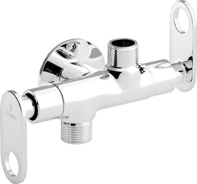 PIXAFLO Two in One (2 in 1) Angle Cock Valve with Wall Flange (Chrome Finish) (Brass) Two Way CURIO 2-Way Angle Cock Faucet(Wall Mount Installation Type)