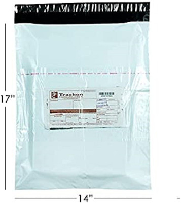 JFLEXY With Document Pouch 14x17 inch Plain Temper Proof Courier Bag 50 Micron Pack of 100 14*17 With POD 100(White)
