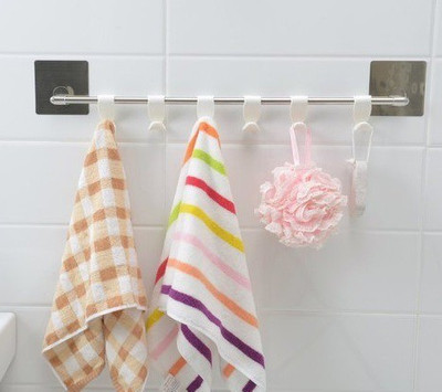 samruddhi ™Magic Sticker Series Self Adhesive Bathroom Towel Hanger Hook Rail Hook Rail 6(Pack of 1)