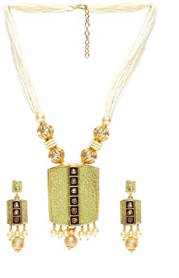 PANASH Alloy Gold-plated Gold, Green, White Jewellery Set(Pack of 1)