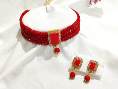TWOLOVER Alloy Gold-plated Red Jewellery Set(Pack of 1)