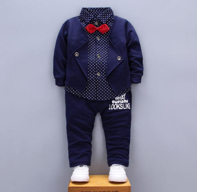 VSHREEJI ENTERPRISE Boys Casual Blazer, Shirt and Trouser Set(Dark Blue Pack of 1)