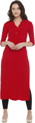 IDENTITI Women Solid Straight Kurta(Red)