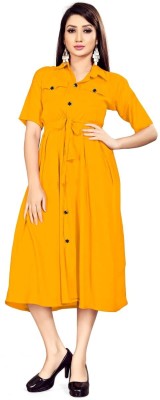 Sahyog Women Solid Anarkali Kurta(Yellow)