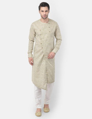 Tabard Men Printed Straight Kurta(Beige)