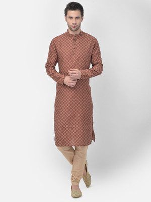 Tabard Men Printed Straight Kurta(Red)