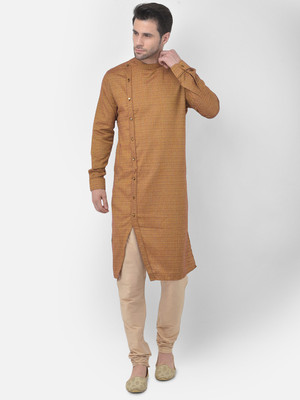 Tabard Men Printed Asymmetric Kurta(Orange)