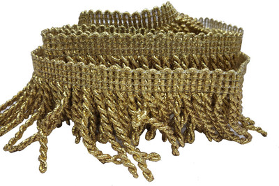 Utkarsh WG0061-01 (5cm x 9Mtr) Golden Fringe curtain Gota Lace For Dresses Embellishment Lace Reel(Pack of 1)
