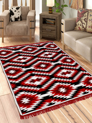 Linen Basics Red Chenille Runner(5 ft,  X 7 ft, Rectangle)