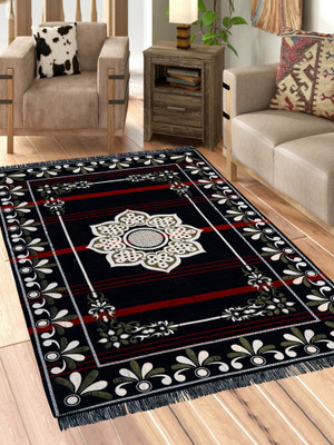 Linen Basics Velvet Floor Mat(Black, Large)