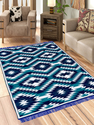 Linen Basics Blue Chenille Runner(5 ft,  X 7 ft, Rectangle)