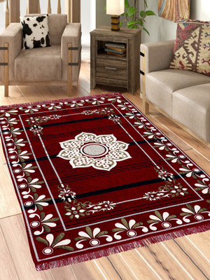 Linen Basics Velvet Floor Mat(Red, Large)