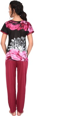 FLANKER Women Floral Print Multicolor Top & Pyjama Set