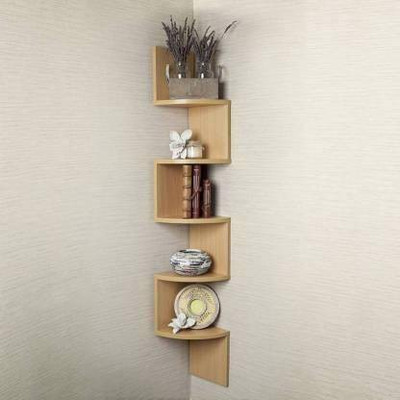 Istkhar Handicrafts MDF (Medium Density Fiber) Wall Shelf(Number of Shelves - 5, Gold)