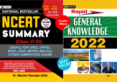 NCERT SUMMARY KIT (Set Of 2 Books) NCERT Summary (Class VI – XII) One Liner General Knowledge Book New Latest Edition + RAPID General Knowledge 2022 For Competitive Exams(Paperback, Dr. Manish Rannjan (IAS);Team Prabhat)