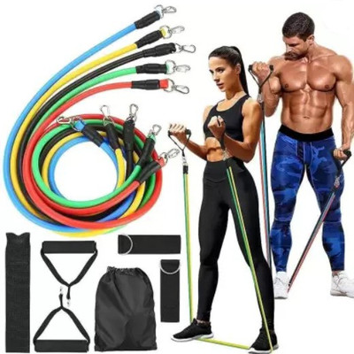 SHAP resistance band 11 Pcs Set for Beginner to Experts Resistance Band Resistance Tube(Multicolor)