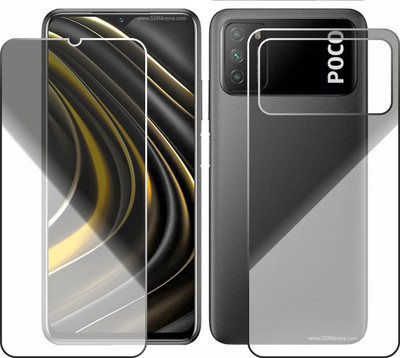 KANCHA Front and Back Tempered Glass for Poco M3 Front Back(Pack of 2)