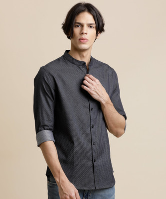 FLYING MACHINE Men Self Design Casual Grey Shirt