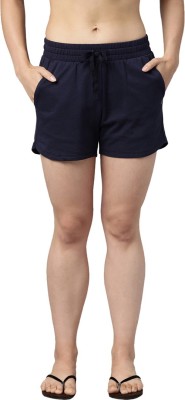 Enamor Solid Women Blue Basic Shorts