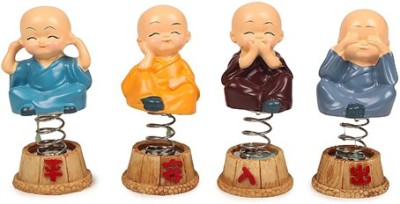 PPJ Buddha Monk Statue Chinesee Spring Buddha Statue for Shelf Car Office Bedroom Living Room Statue Fengshui Vaastu Diwali Birthday Gift POLYRESIN (Multi Colour) (Set of 4) Small) Decorative Showpiece  -  8 cm(Polyresin, Multicolor)