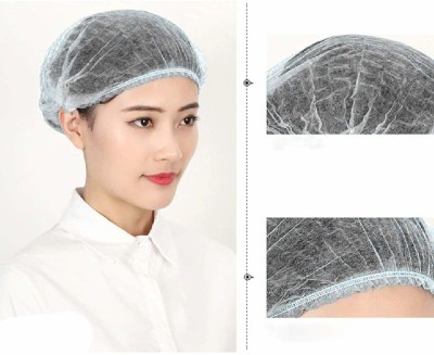 Wellstar Non Woven Surgical Disposable Stretchable Bouffant Cooking Caps (White) -100 Pieces Surgical Head Cap(Disposable)