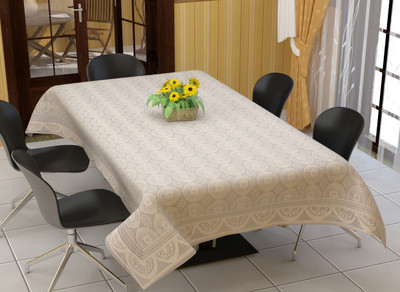 WiseHome Printed 6 Seater Table Cover(Cream, Net Cloth, Polyester)