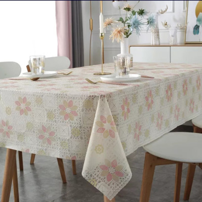 DELHI PVC CORP Vinyl 6 Seater Crocheted Table Cover(Multicolor)