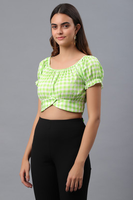 PRETTY LOVING THING Casual Checkered Women Green Top