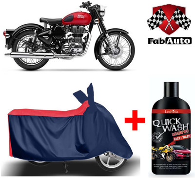 FabAuto Waterproof Two Wheeler Cover for Royal Enfield(Classic 350, Blue)