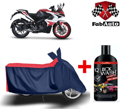 FabAuto Waterproof Two Wheeler Cover for Bajaj(Pulsar RS 200, Blue)