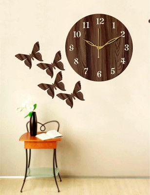 vpk Analog 25 cm X 25 cm Wall Clock(Brown, Without Glass, Standard)