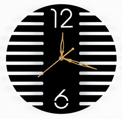 HDClock Analog 26 cm X 26 cm Wall Clock(Black, Without Glass, Standard)