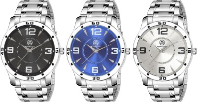 MarkQues Bond Combo of 3 Black, Blue And Silver Dial Stainless Steel Style Watches For Men & Boys Analog Watch  - For Men