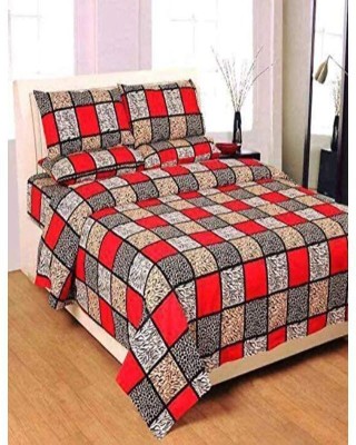 Dreamhomes 180 TC Cotton Queen Checkered Flat Bedsheet(Pack of 1, Multicolor)