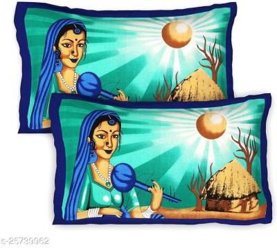 SHREE SEWANAND CREATION 265 TC Cotton Double Printed Flat Bedsheet(Pack of 1, Blue)