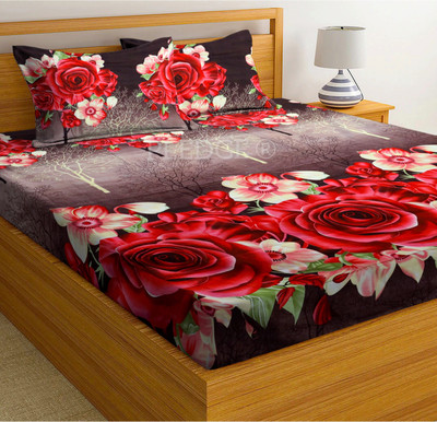 SACHIN ENTERPRISES 245 TC Cotton King 3D Printed Flat Bedsheet(Pack of 1, Brown)