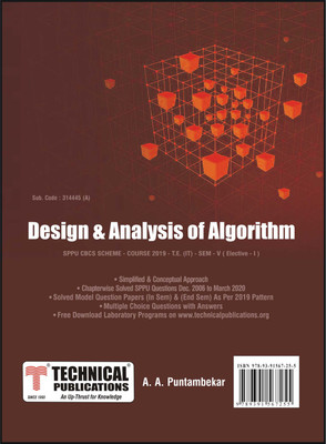 Design and Analysis of Algorithm for SPPU 19 Course (TE - SEM V - IT- 314445A) (Elective - 1)(Paperback, A. A. Puntambekar)