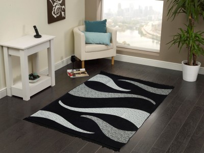 Flipkart SmartBuy Black, Grey Chenille Carpet(5 ft,  X 7 ft, Rectangle)